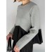 Contrast Patchwork Asymmetrical Long Sleeve Crew Neck Sweatshirt