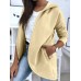 Women Loose Pocket Solid Color Long Sleeve Casual Hooded Sweatshirt