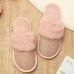 Women’s Large Size Solid Color Rhinestone House Furry Slippers