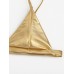 Women Triangle Bronzing Solid Color Thong Bikini