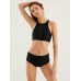 Women Zip Front High Neck Black Two Piece Sports Bikini