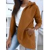 Women Loose Pocket Solid Color Long Sleeve Casual Hooded Sweatshirt