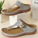 Plus Size Women Casual Comfy Summer Vacation Clip Toe Handmade Stitching Wedges Slippers